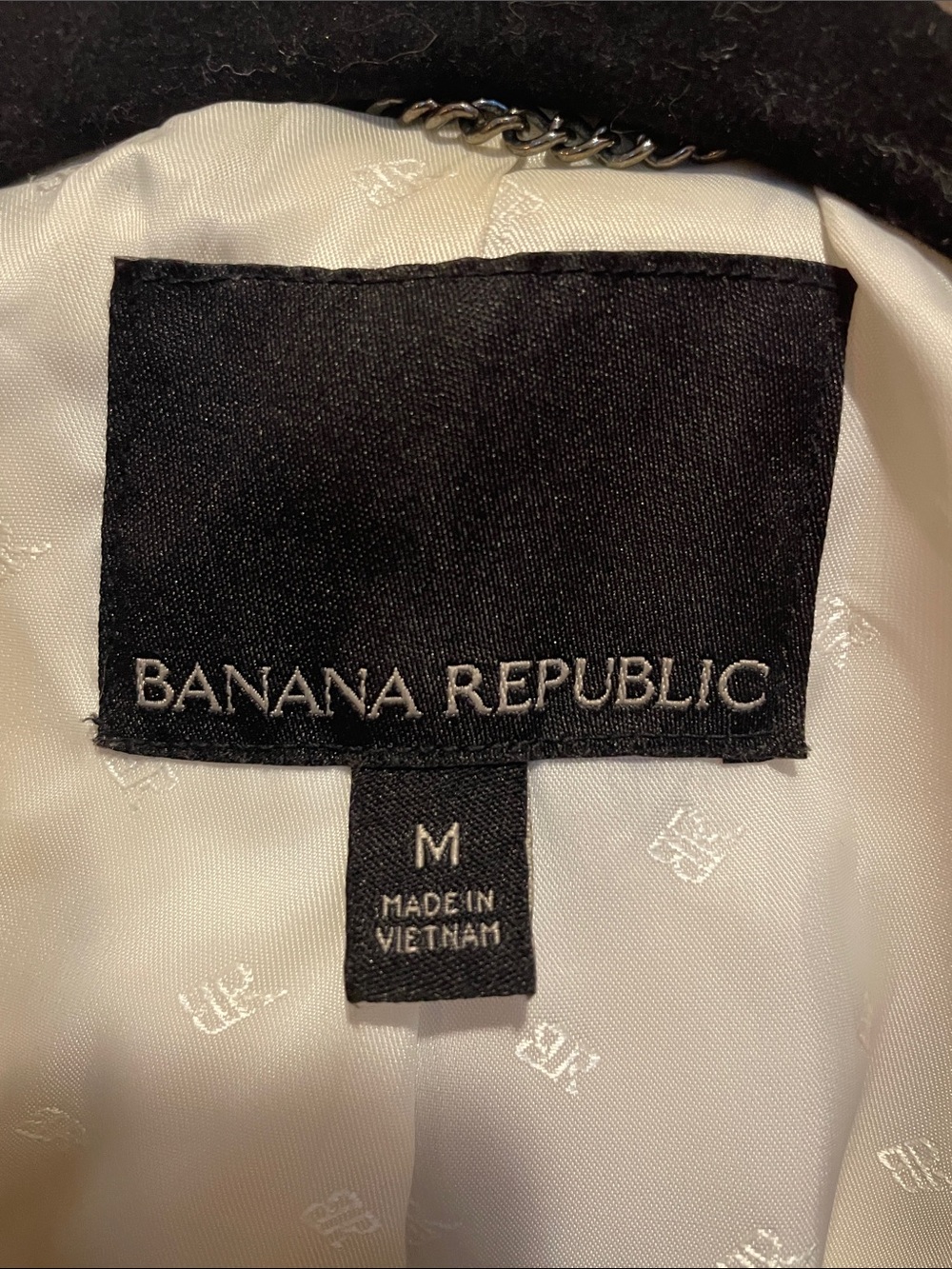 Banana Republic Cream and Black Abstract-Print Pea Coat - Picture 2 of 5